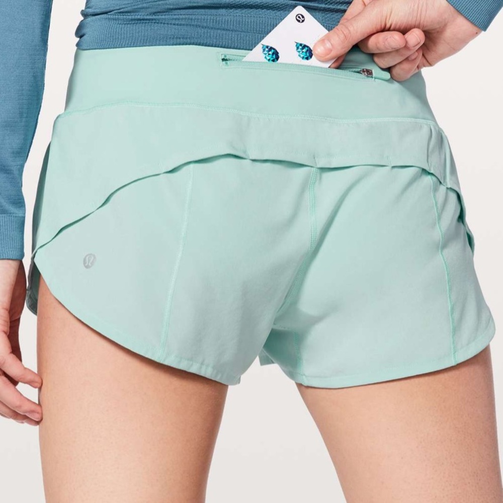 EUC mint green lululemon speed up shorts 2.5”